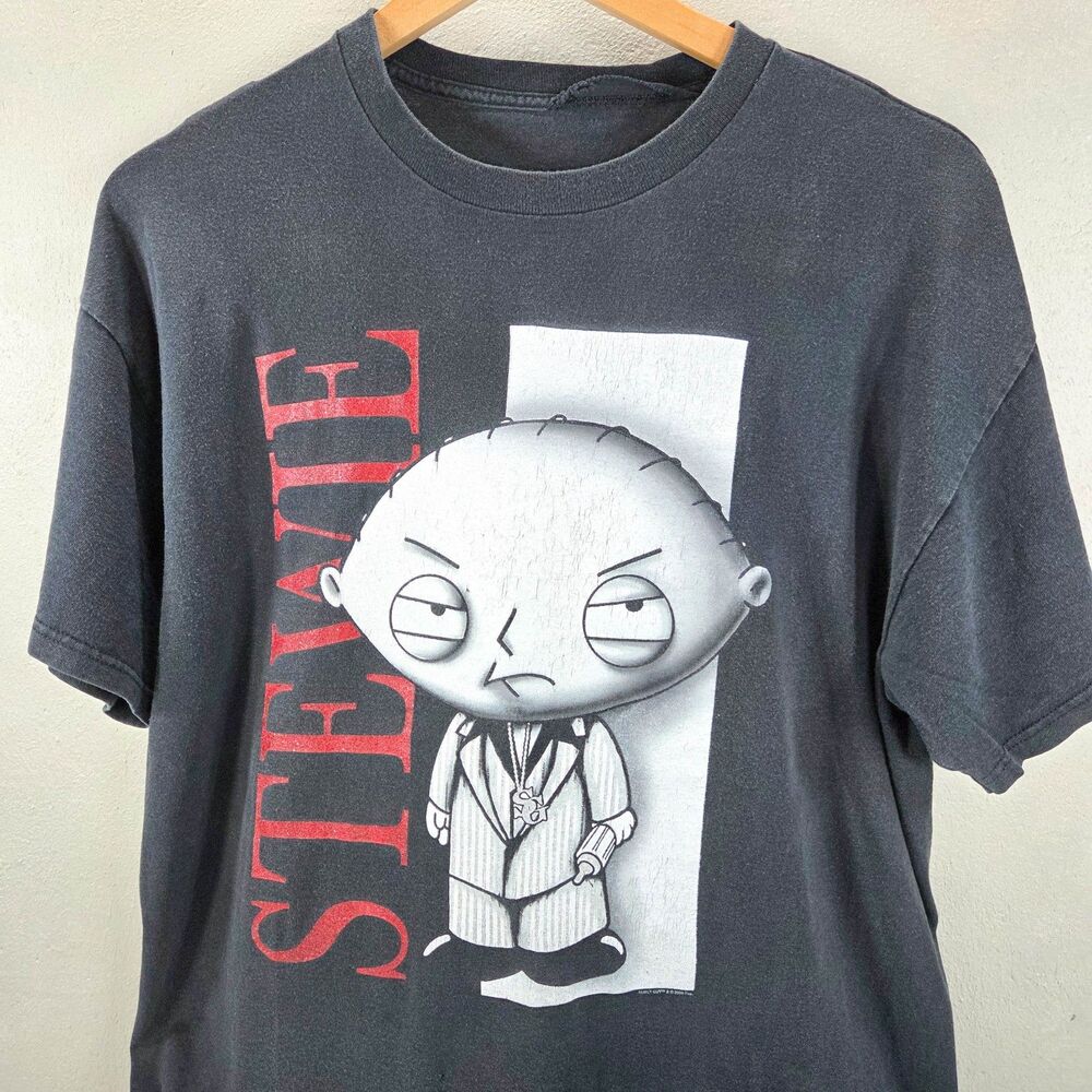 Family Guy Stewie Scarface Y2K 2009 Faded Graphic T Shirt Sz L